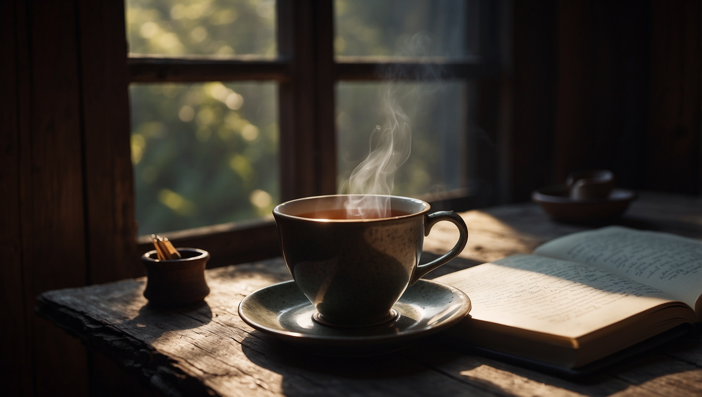 A journal and tea by a calm morning window representing tracking the delay